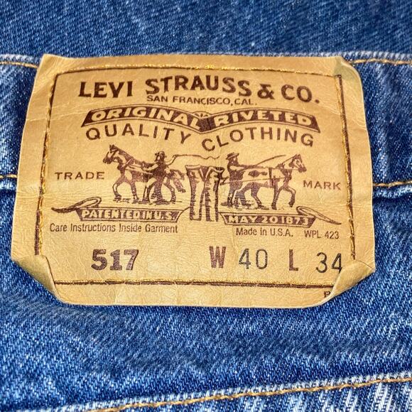 Vintage 90s Orange Tab Levi’s Dark Wash Bootcut 517 Jeans 40x34 - Picture 5 of 15